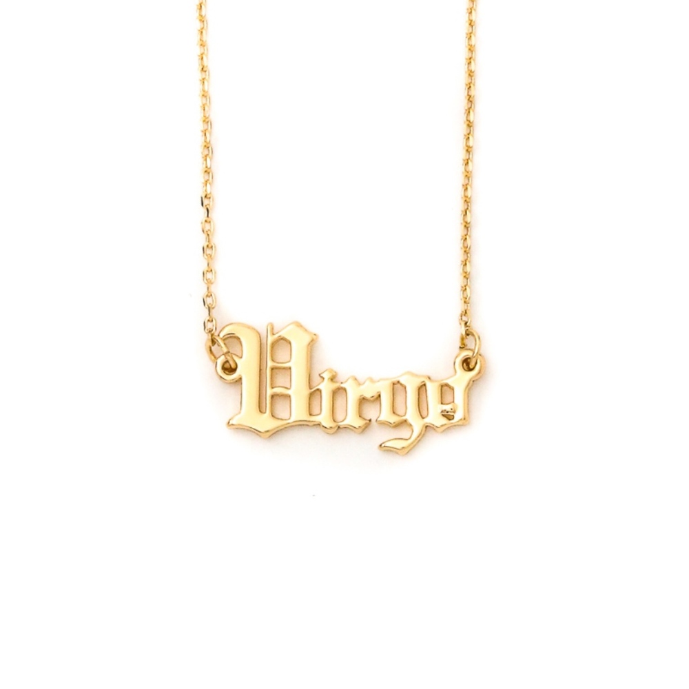 VIRGO - Zodiac Horoscope Necklace in gold script